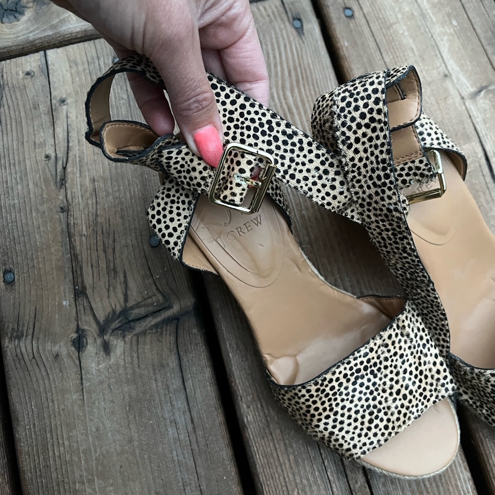 J. Crew Black and Cream Sandals wedge sandals. Size 8 1/2. GUC